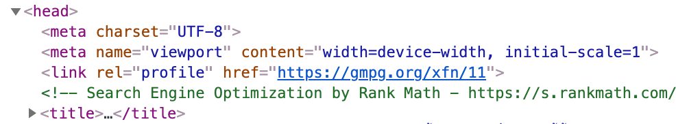 ตัวอย่างของ Viewport tag ที่อยู่ในโค้ด HTML ของเว็บไซต์
