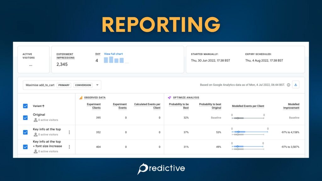 Google Optimize Report
